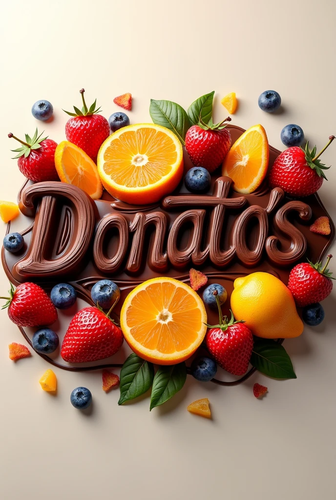 The word Donato's formed by chocolate and fruits