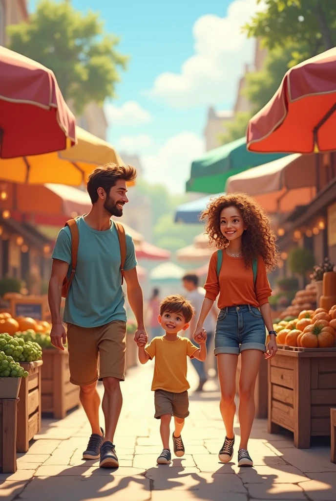 Young couple with their children shopping