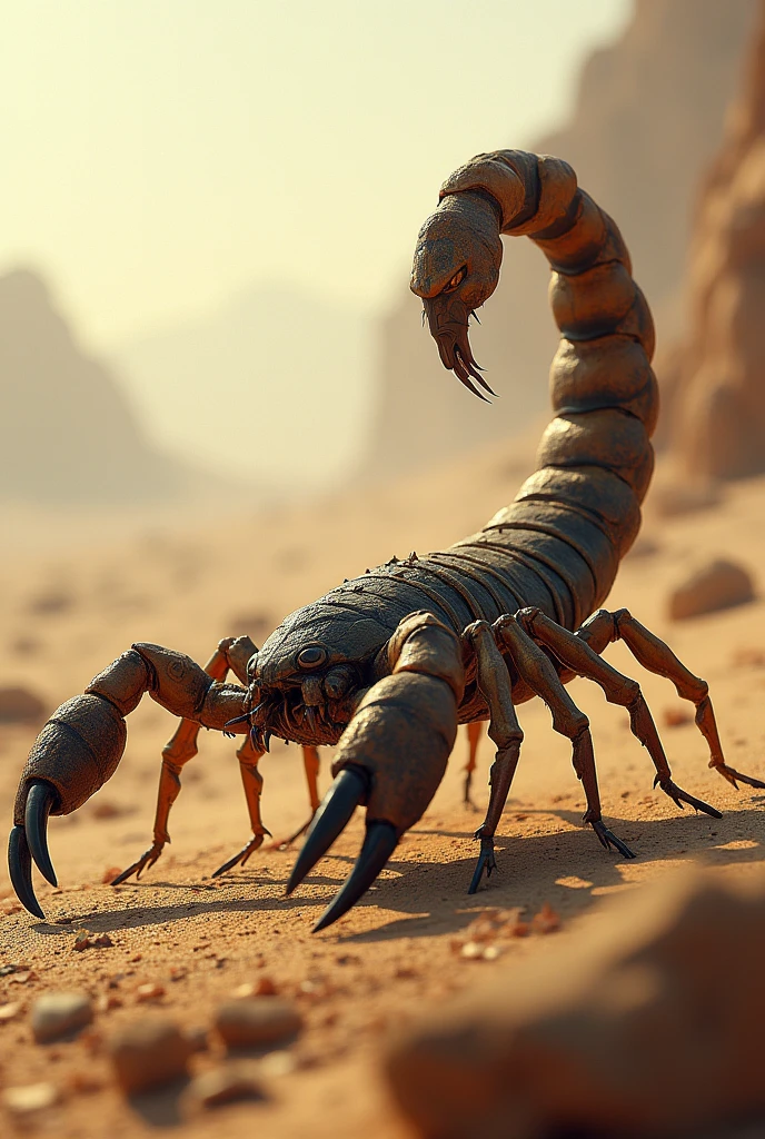 scorpion hunting its prey  
