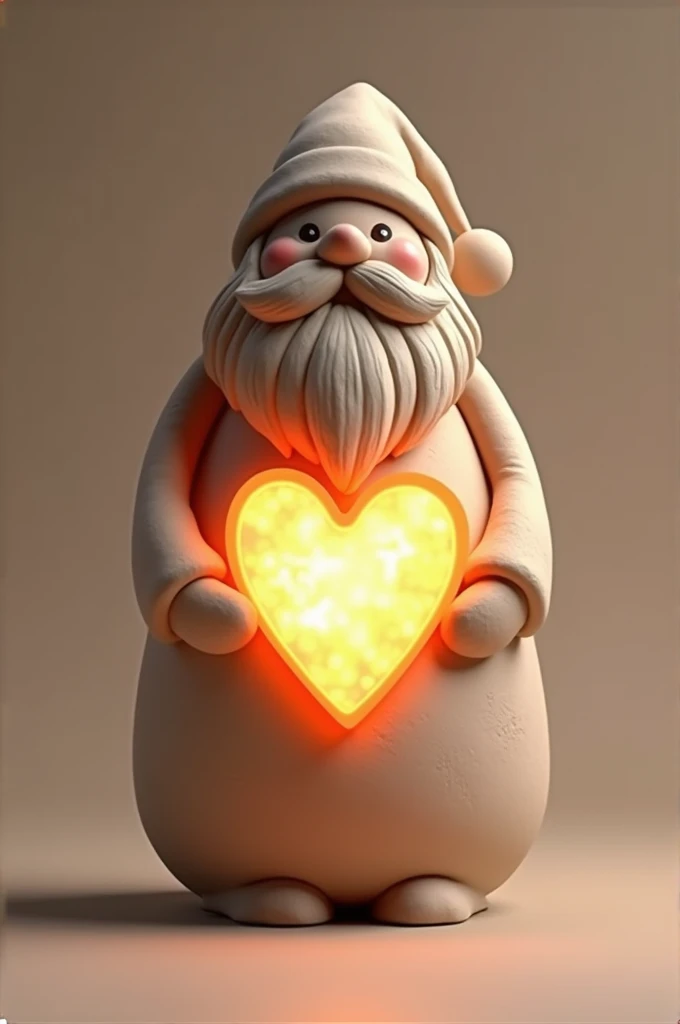 Minimalist Santa Clay Logo,  realistic heart fire 