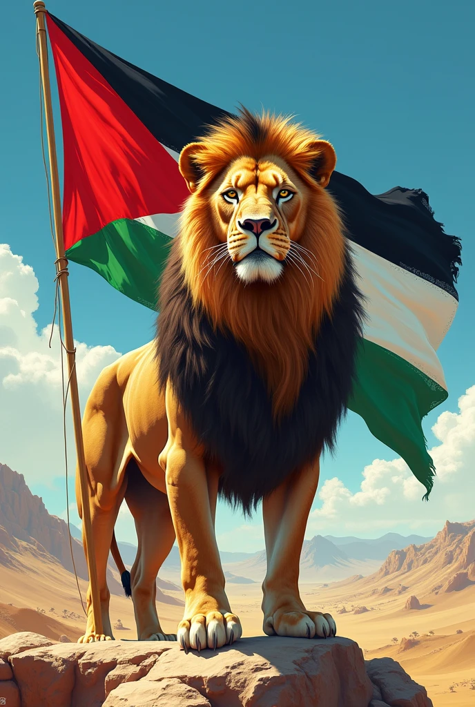 Palestine flag on lion