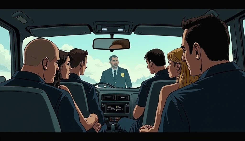 Swat Roger, stephen and charley with news news anchor francine and liza,
Inside the vehicle, there’s a moment of stunned silence, the group trying to process what just happened. The man glances at them through the rearview mirror, his expression unreadable.
“Name’s Jack,” he says gruffly. “Figured you could use some help.”
“Thanks,” Roger replies, still catching his breath. “We owe you one.”