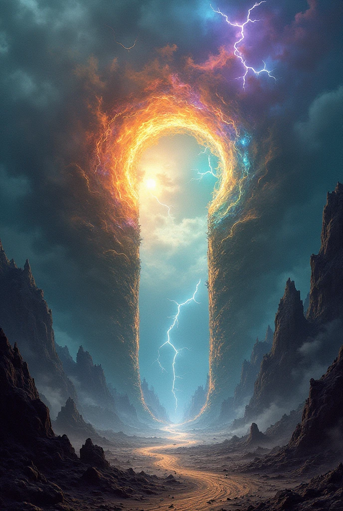 Draw a portal that connects two worlds in chaos