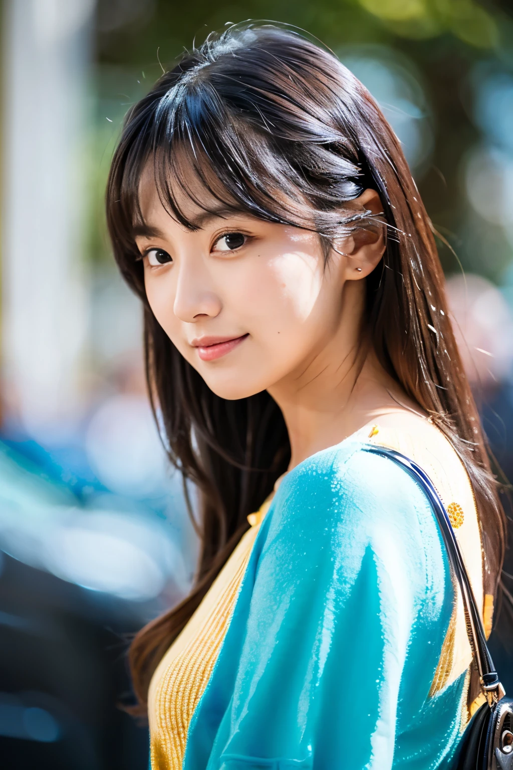 (((She's wearing a tiger print bikini)))、((Beautiful beach with white sand))、(Sunbathing)、She has a small face like an idol and is very cute..、A 20-year-old woman who looks young、Smiling Kindly、whole bodyの姿、I can see your thighs、High level of artistry、Natural light、(whole body)、Highest quality