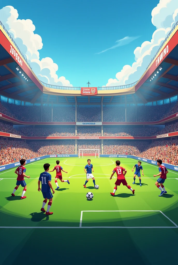 2D soccer team in a stadium
