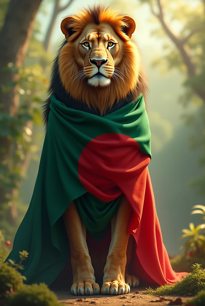 Bangladesh flag on lion