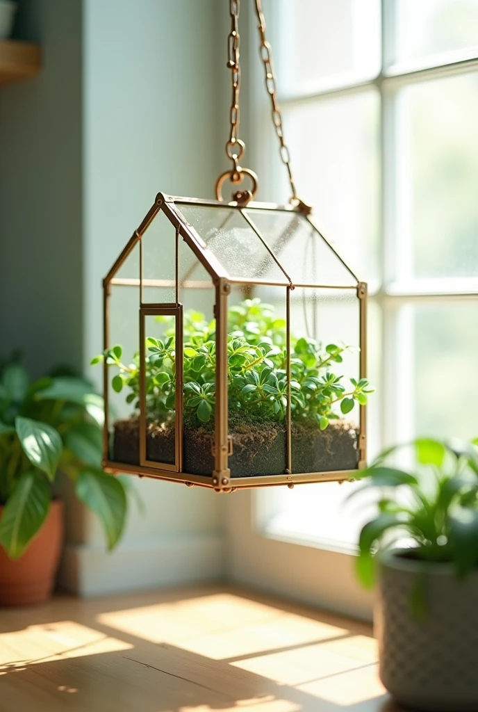 Make a small greenhouse where you can decorate and have an irrigation system. Make it small so you can hang it etc.
