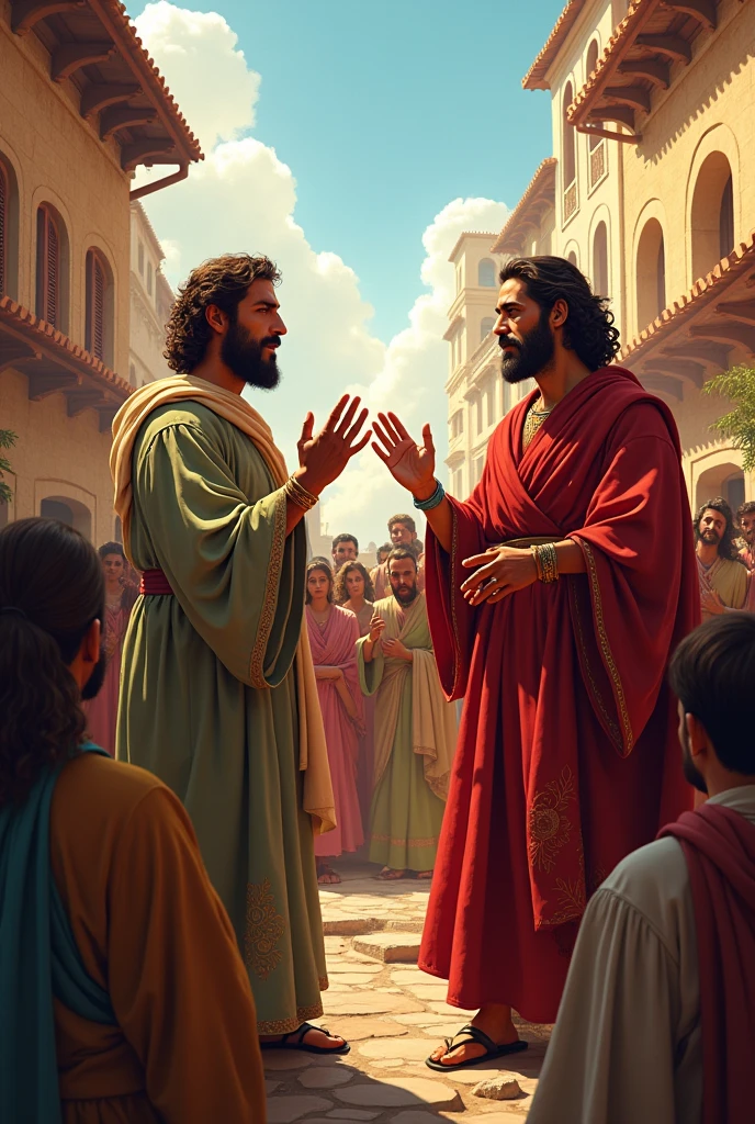 Make me a picture for kids about Saul and Barnabas preaching in the bible in Antioch