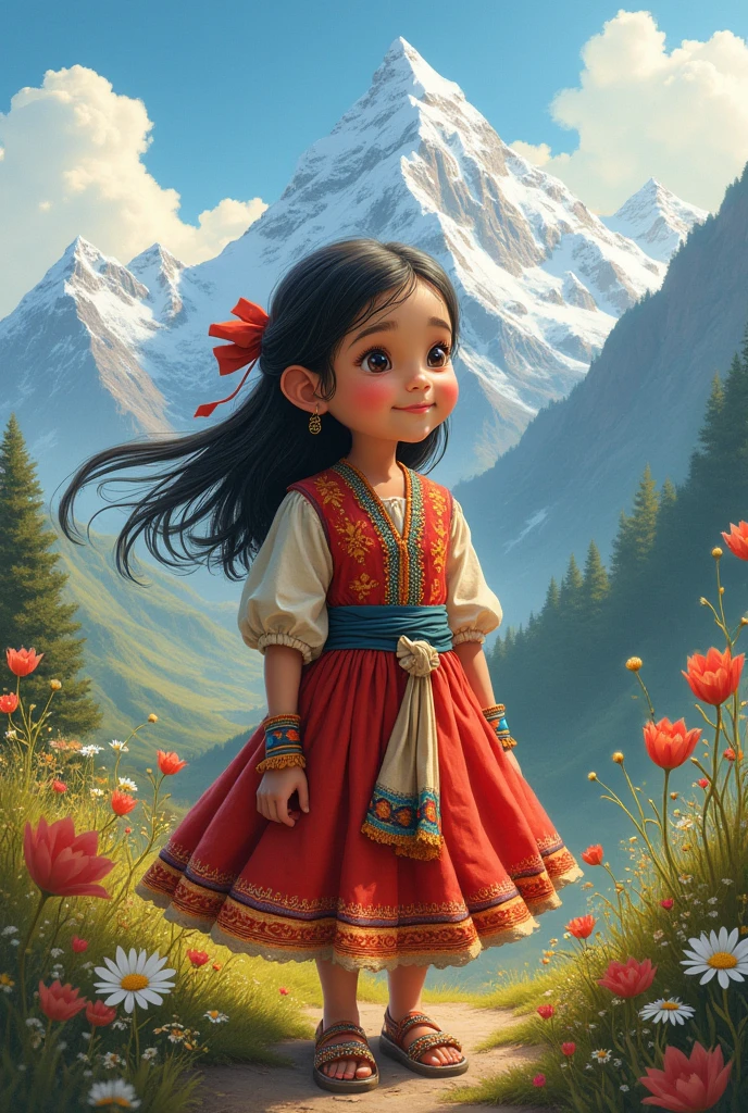 childishh draw of a quechua girl