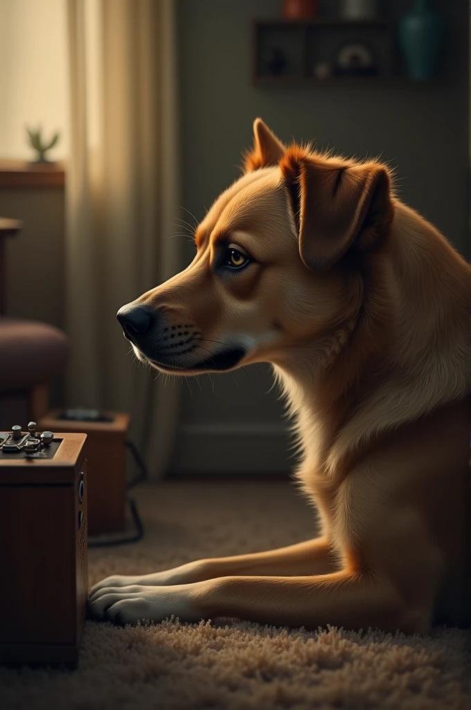 A dog listening to sad music
