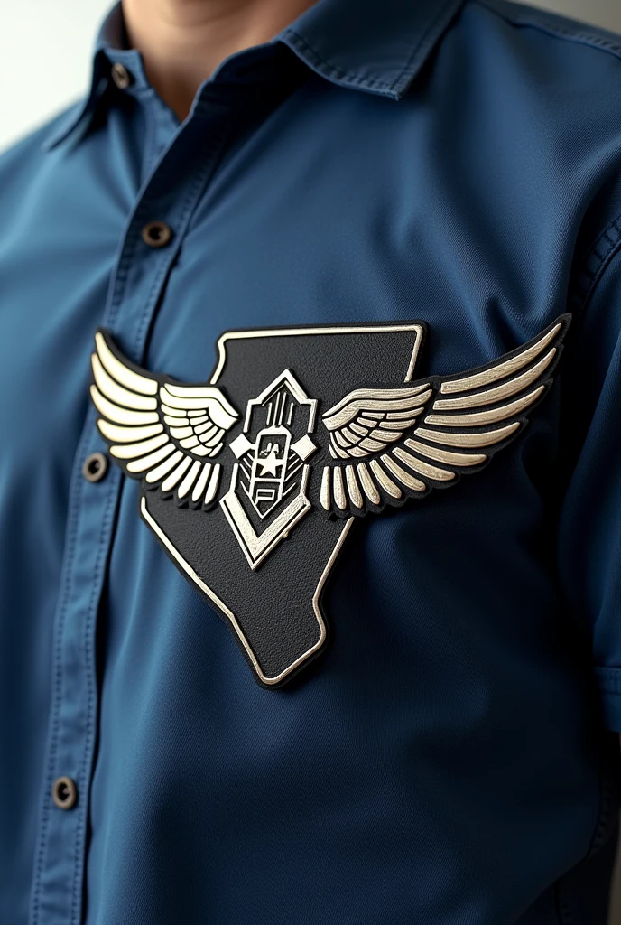 Design a prototype of pilot wings that are placed on shirts with the territorial shape of Bolivia.