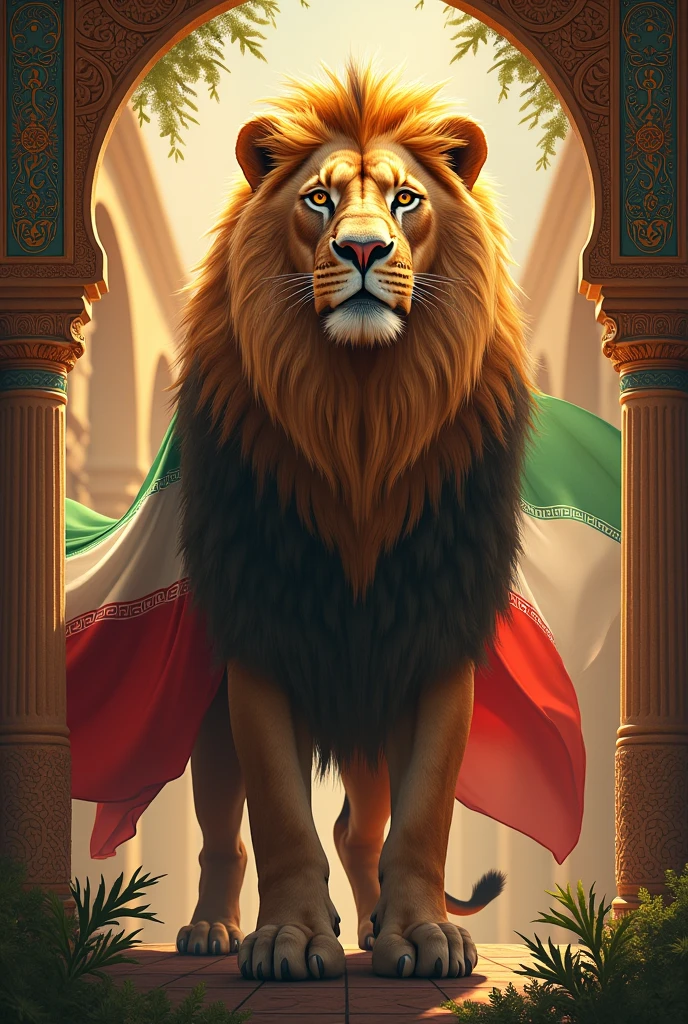 Iran flag on lion