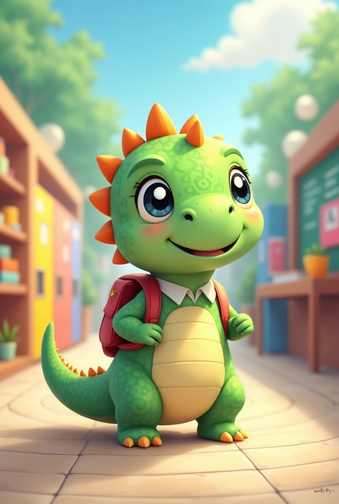 Kawaii student dinosaur