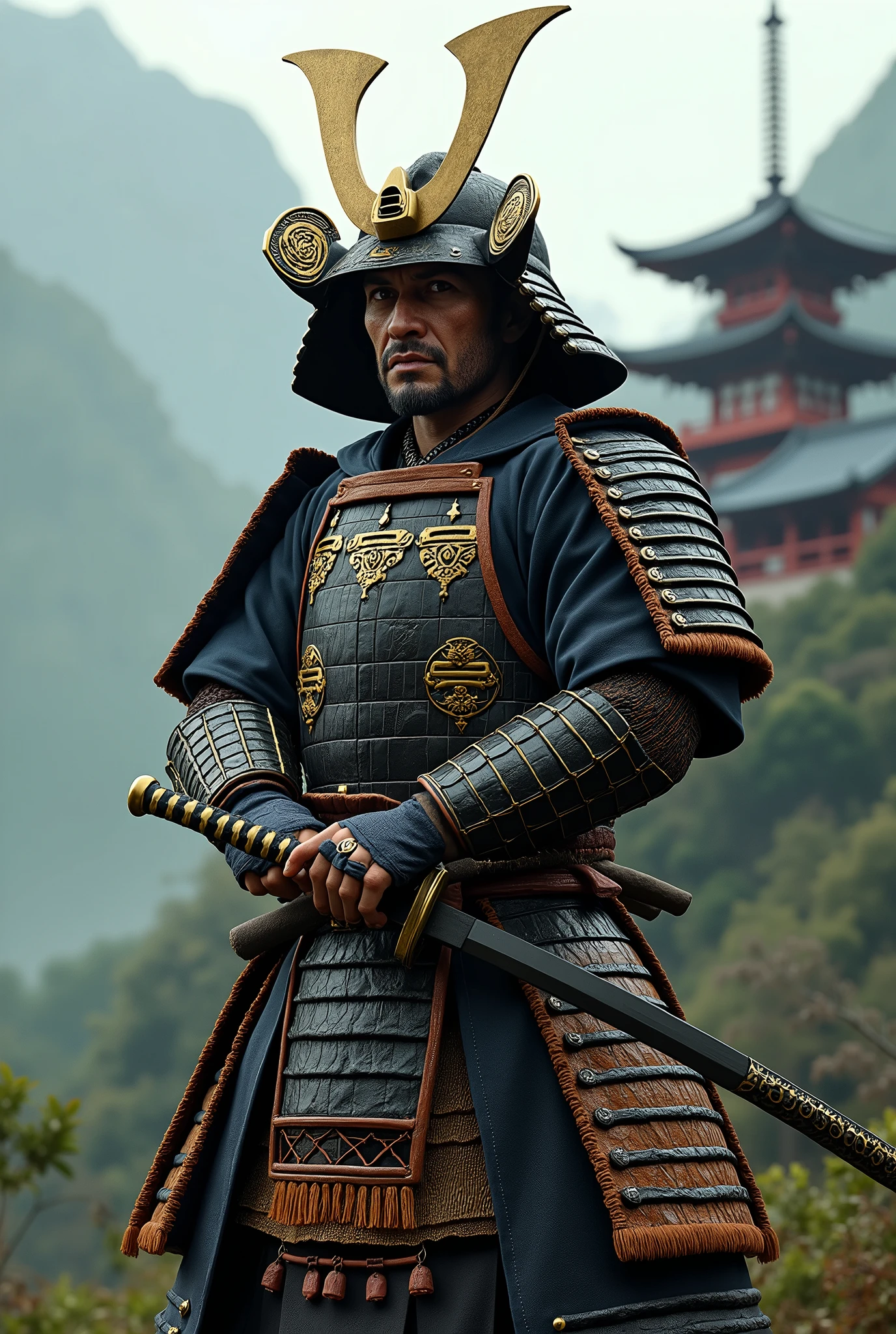 Create a realistic image of a samurai