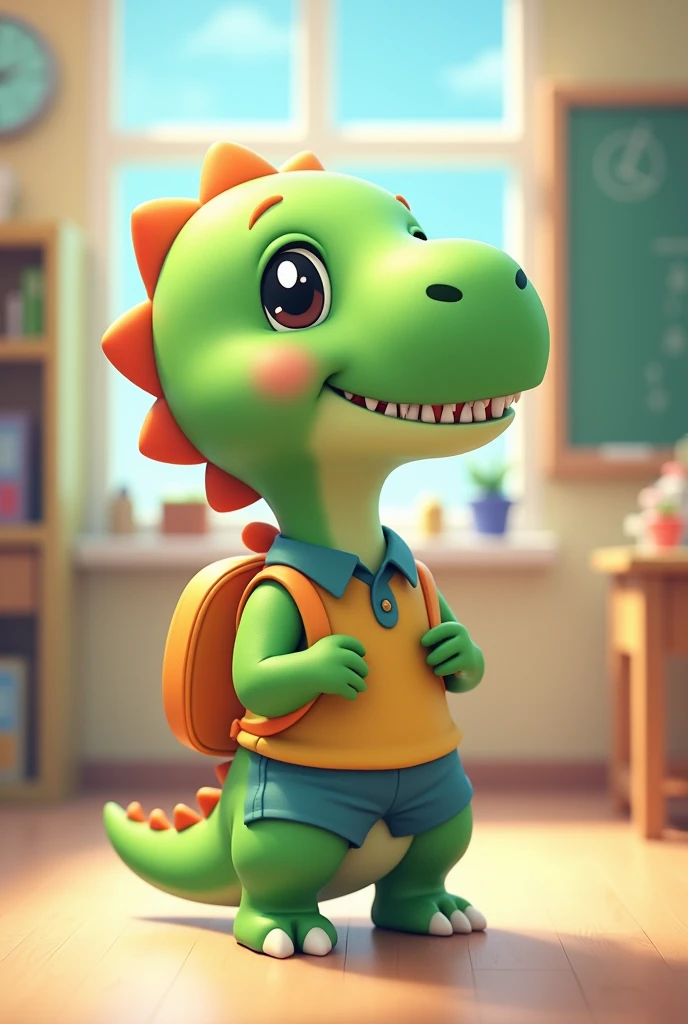 Kawaii student dinosaur
