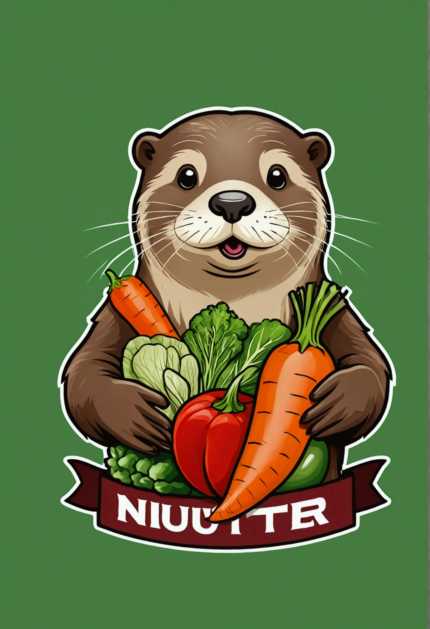 Make a vegetable logo with a nutritionist otter