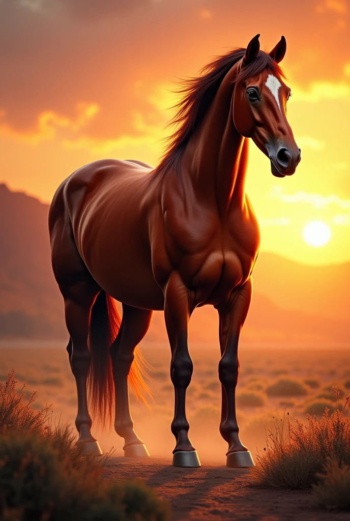 Generate me a horse with a good ass,warm colors