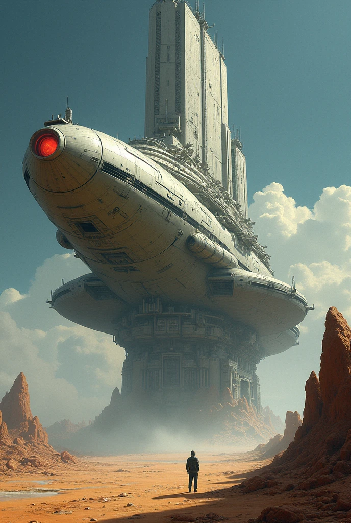 A painting by Moebius Jean Giraud, a huge ship