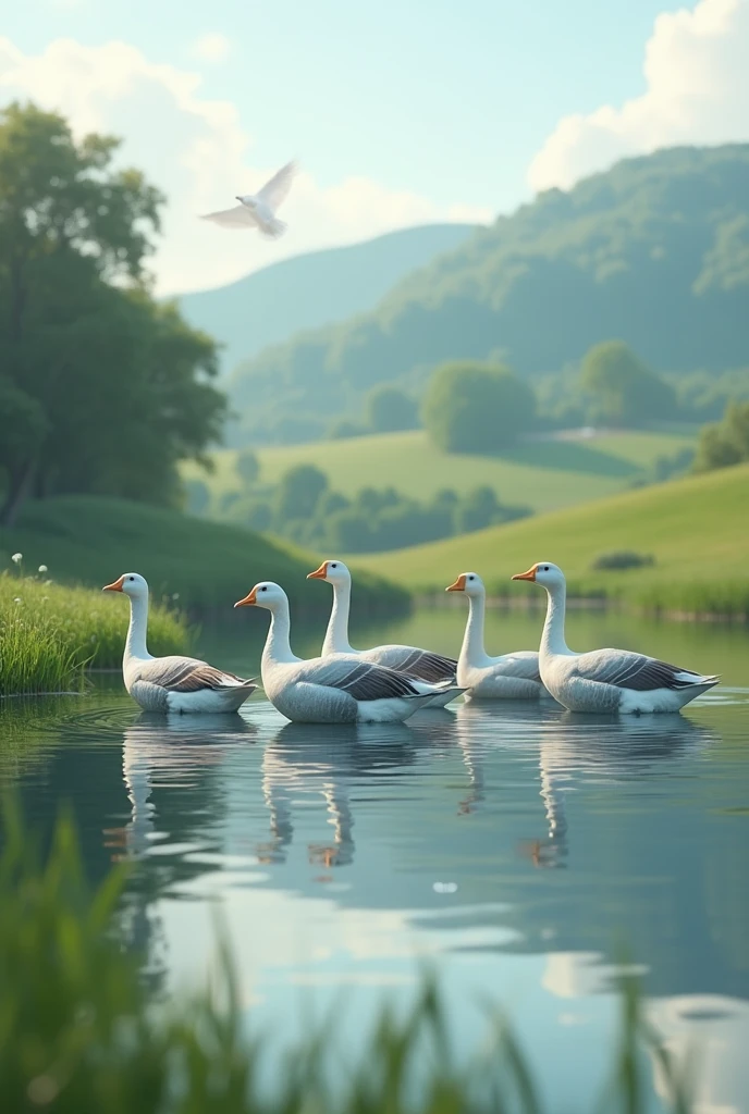 Landscape with geese