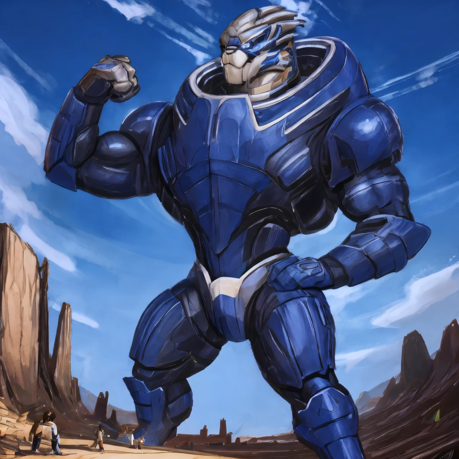 masseffectgarrus, muscle, macro, flexing