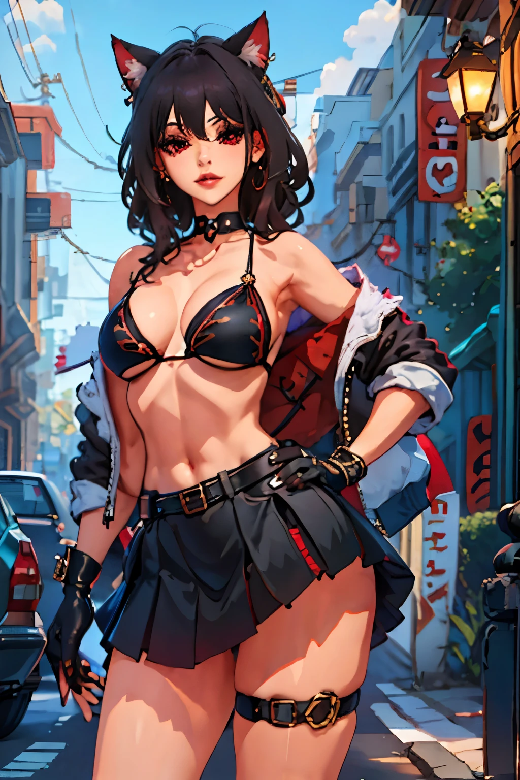 from directly below、Cute female yakuza、Looking down on、mini skirt、tattoo、Girl、Girl、Short、Younger、Lower school year、Baby Face、flat chest、Yakuza Office、Yakuza、building、background、Dynamic Angle、masterpiece、best quality、ultra-detail、Japanese Mafia、Yakuza hideout、gang、Boss's Room、Thug's Room、Boss's Daughter、Clothing、cool、Cold eyes、Angry