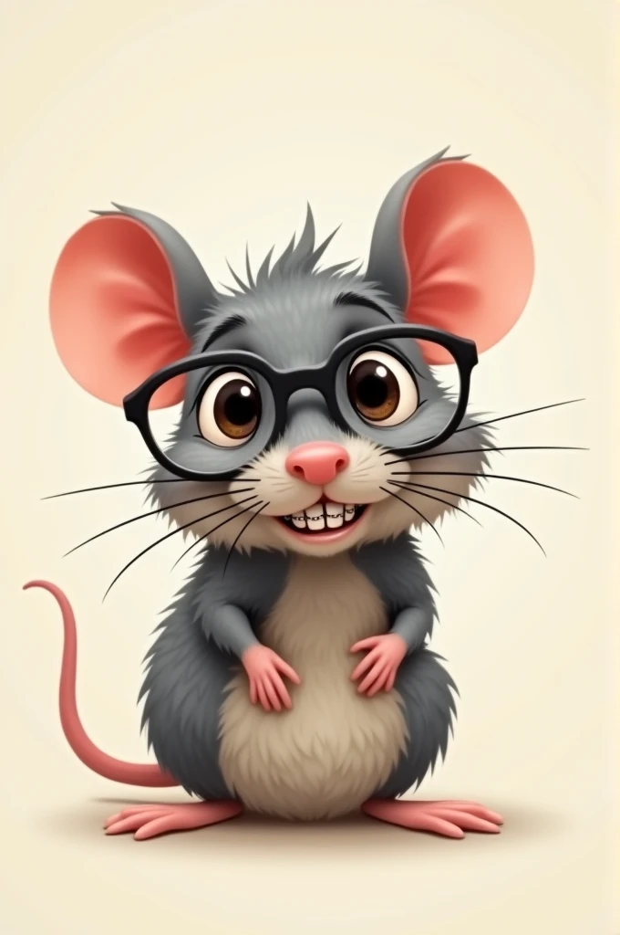 Rata con lentes y brackets