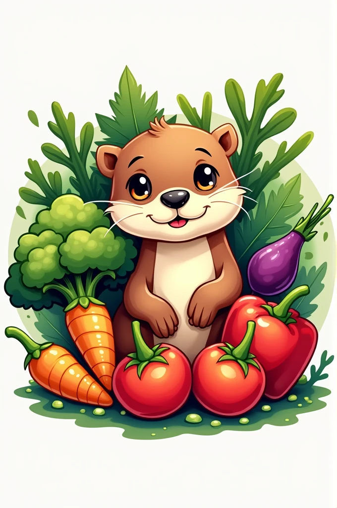 Make a vegetable logo with an otter 