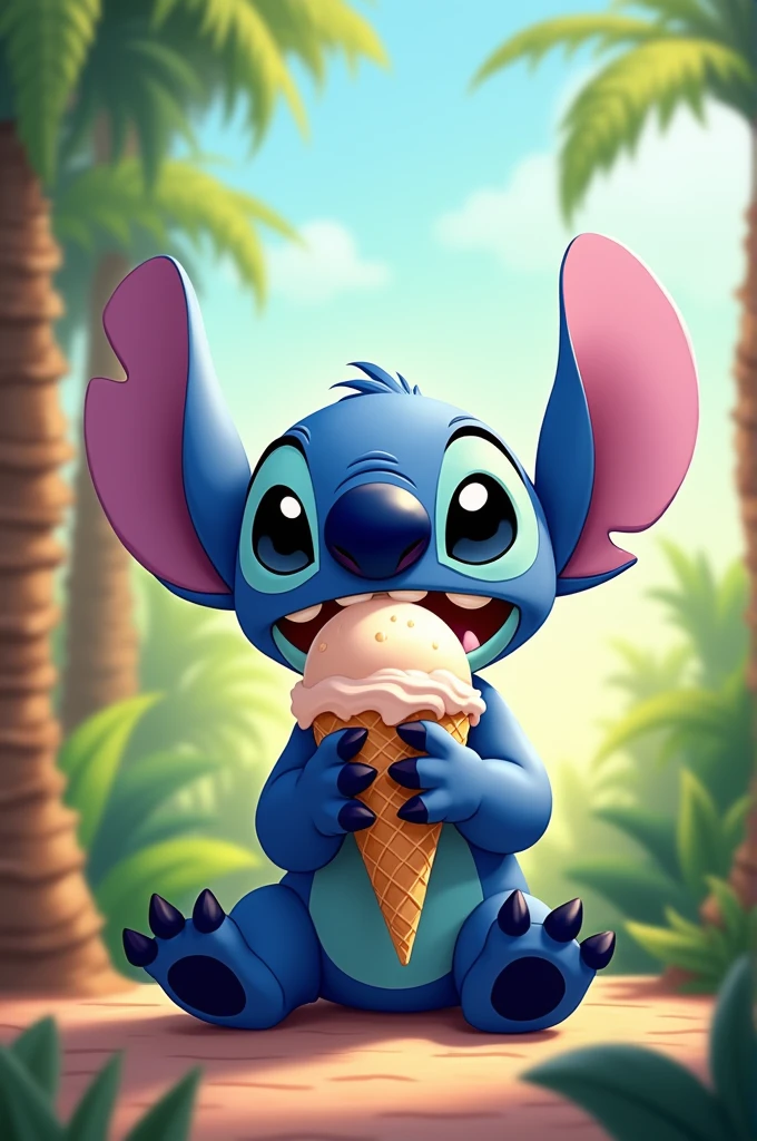 Stitch eating ice cream