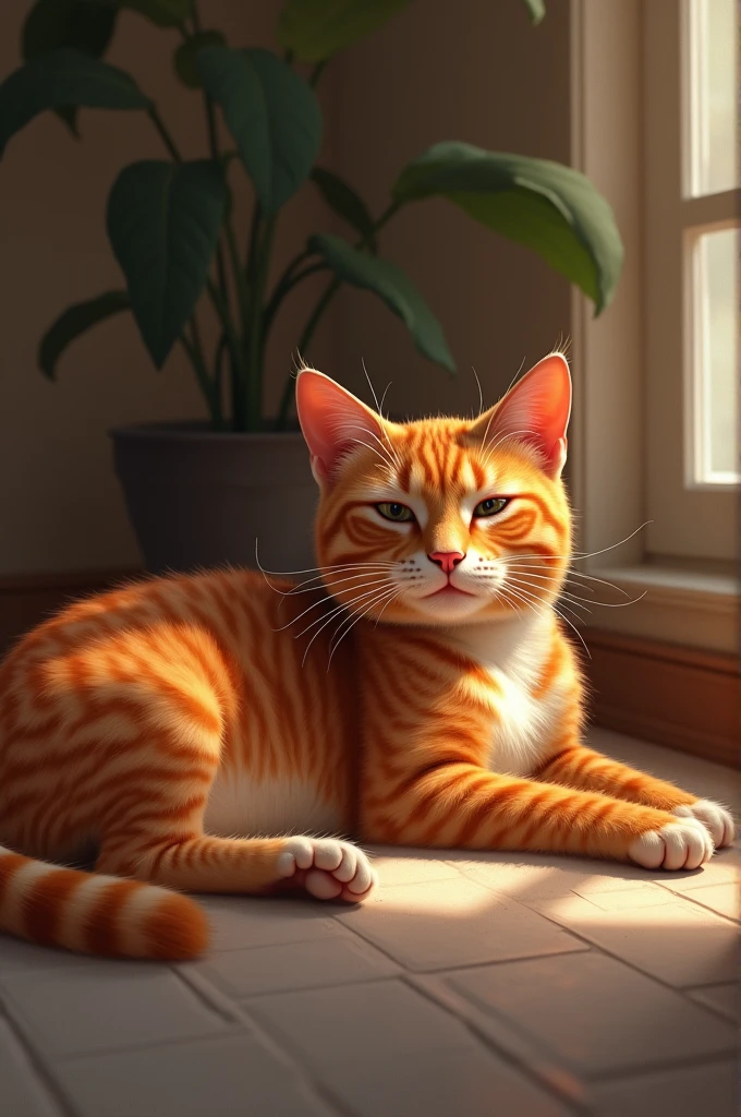 Red cat lying down
