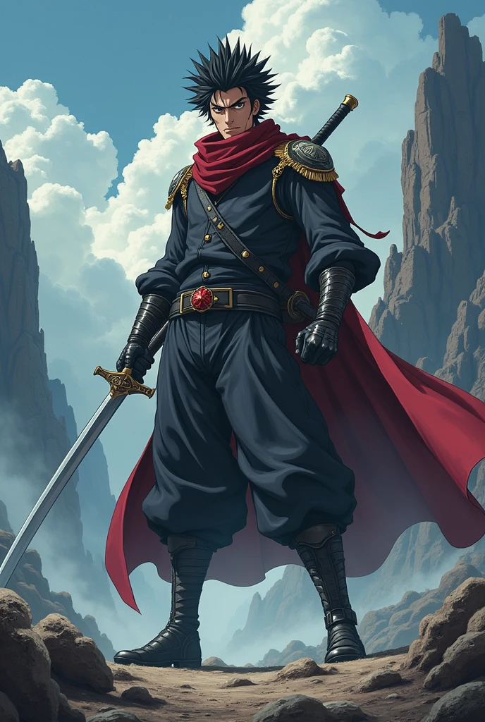 Full body holding sword facing forward about to attack anime