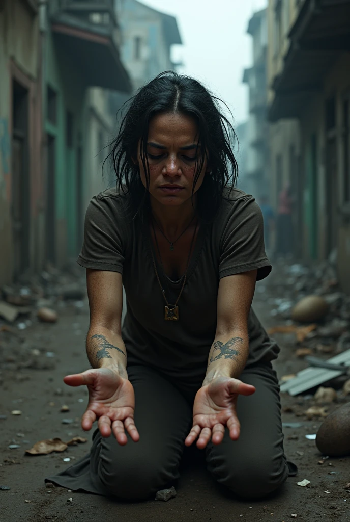 A woman begging a lot
