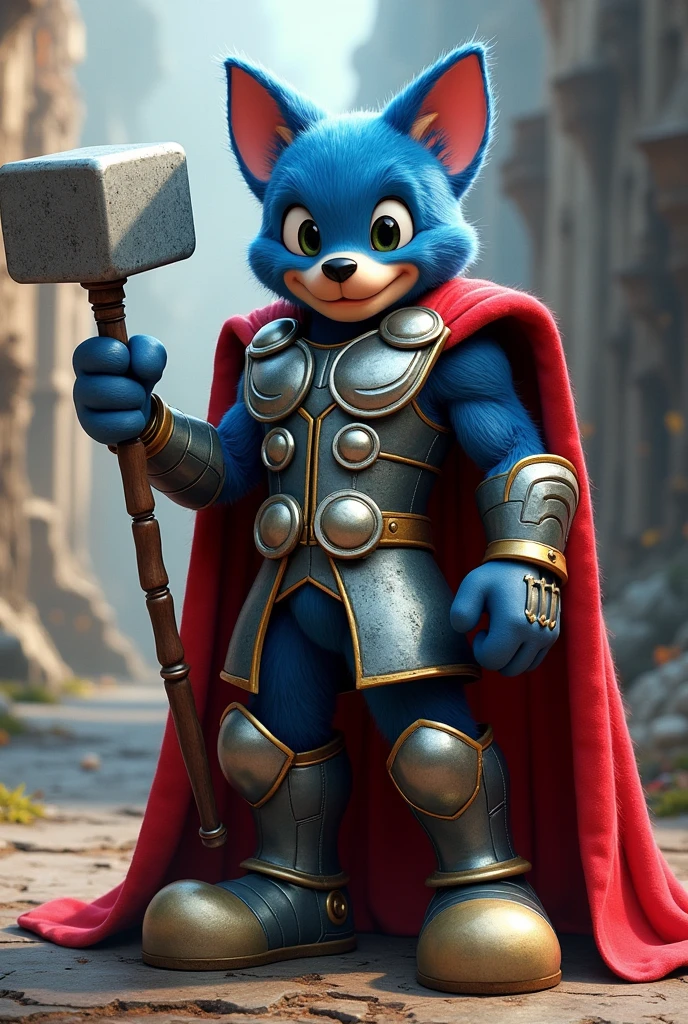 hình ảnh thực tế, Mickey Mouse Club, pete the cat character wearing thor's armor, hammer handle