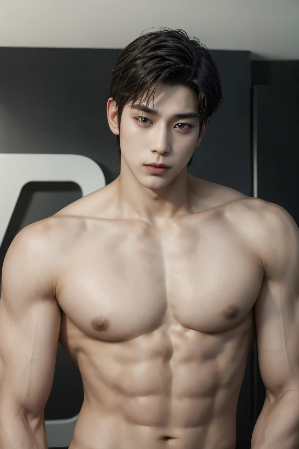 Oi Young, handsome, muscular Korean man, 