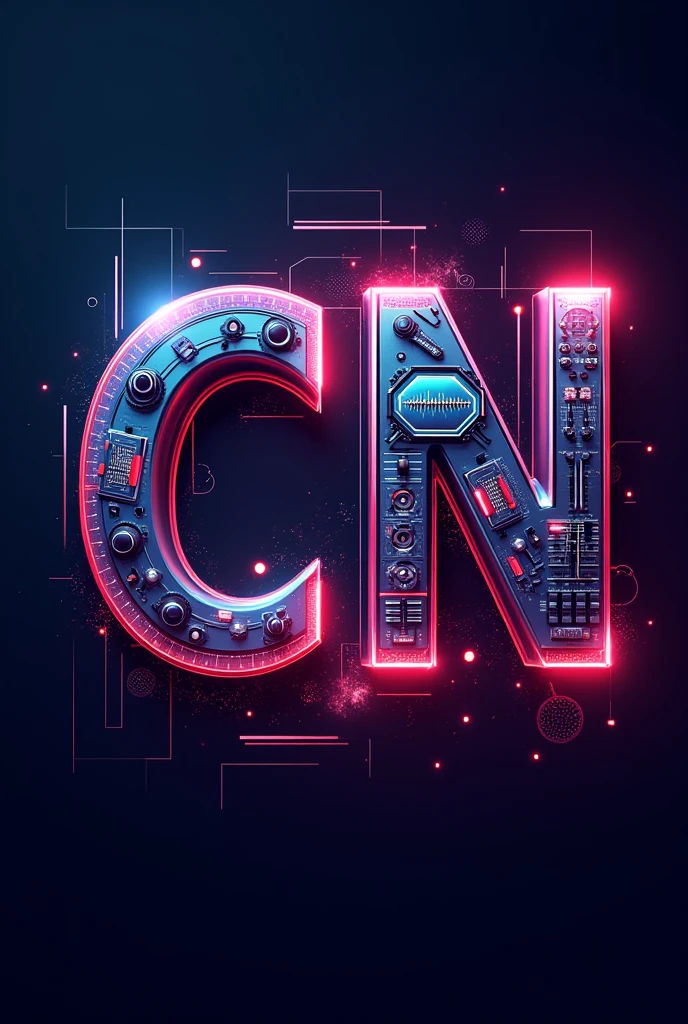 Dj Christian Nunez logo that has more details that come out consoles and headphones microphones with those initials of Christian Nunez DJ full name DJ
