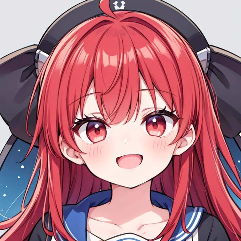 character icon,For icons,One girl, Face close-up,Face only,Wink,smile, Close your right eye,Red hair, Open your mouth a little,