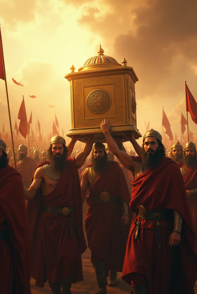 The Ark of the Covenant in the hands of the Israelites on the battlefield 