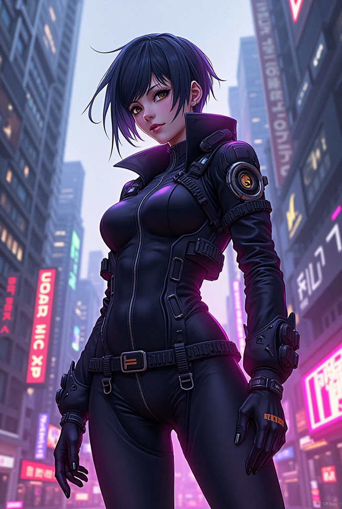 Sfw!!!! there is a woman with small breasts in a corset and a black and white outfit, with Fishnet on breasts, wearing techwear and armor, cyberpunk outfit, wearing japanese techwear, intriguing outfit, all black cyberpunk clothes, cyberpunk style outfit, female cyberpunk anime girl, cyberpunk streetwear, cyberpunk dress, anime girl cosplay, photograph of a techwear woman, cyberpunk anime girl, wearing cyberpunk streetwear, maid outfit, blue eyes, dark hair, seductive