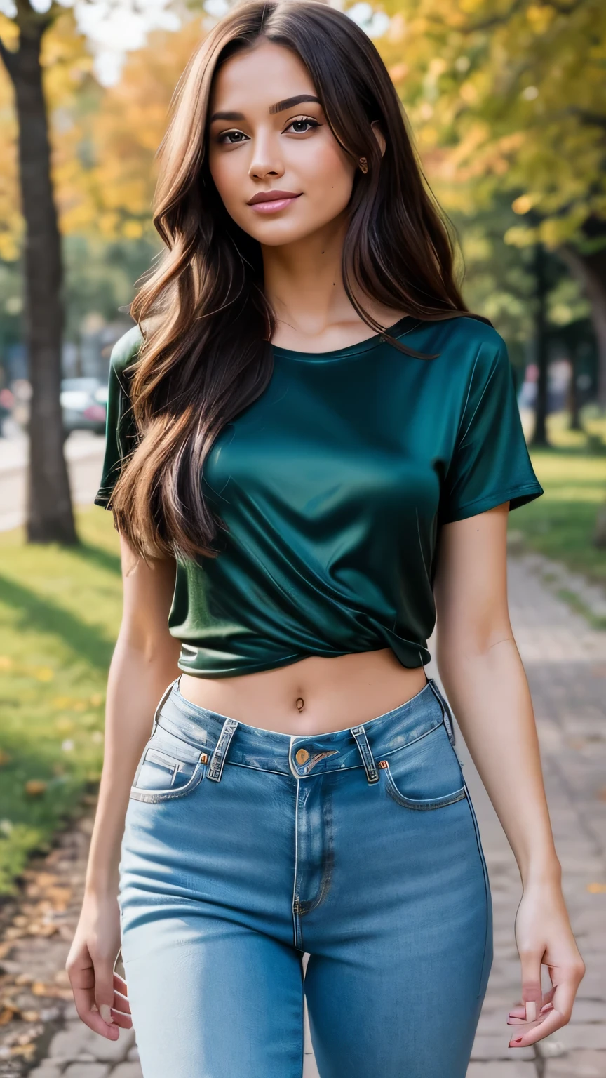 NessaDevil, downblouse, masterpiece, best quality, (sexy chiffon straps tshirt), (tight denim shorts), big natural breast, round hard breast, cleavage, short hair, dark alpine forest, standing, afternoon, looking at viewer, slim body, detailed sensual face,