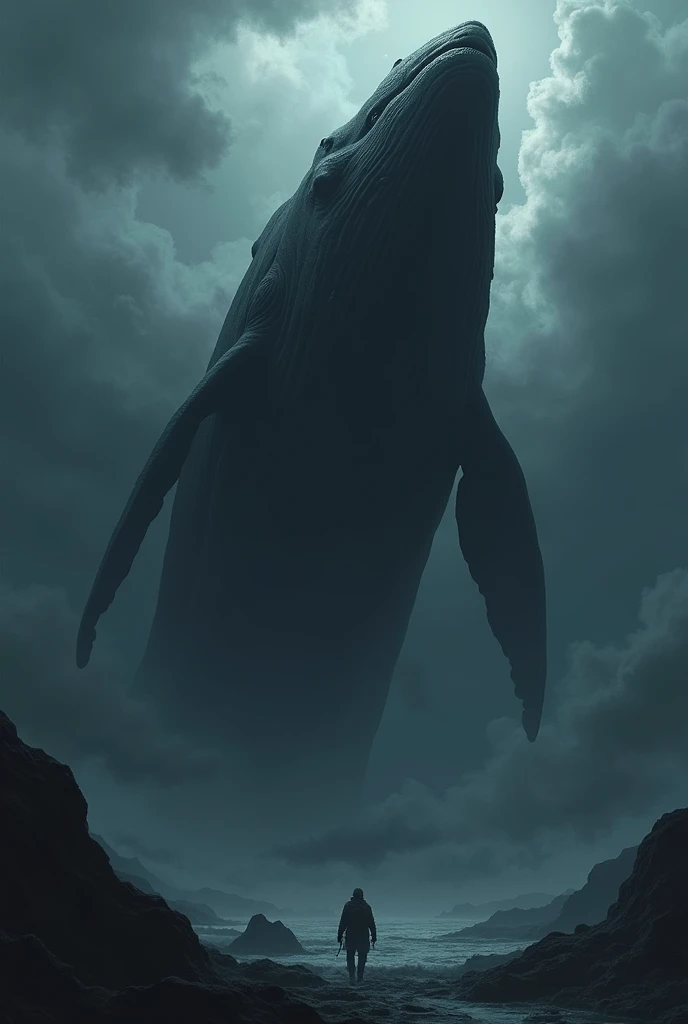 Selknam black whale, dark sky