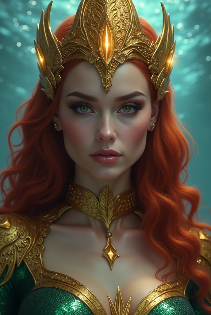 Queen Mera, golden face-framing headpiece