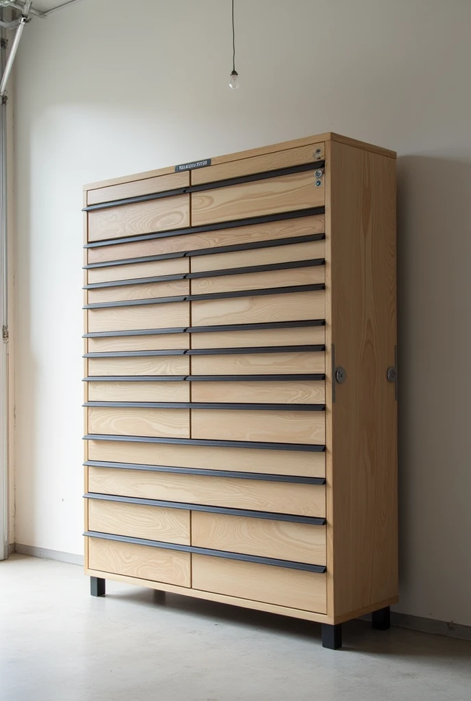 Table that holds tools inside and opens and closes 1 meter horizontal drawers 