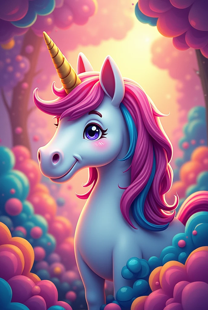 Unicorn cartoon profile multicolor background candy arcadia 