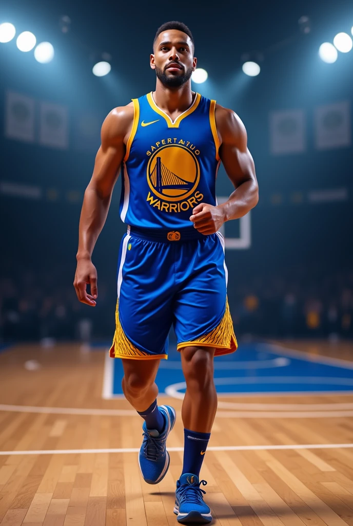 blue basketball jersey with gold