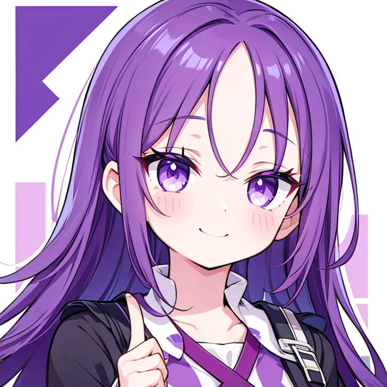 character icon,For icons,One girl, Face close-up,Face only,Wink,smile, Close your right eye,Purple eyes, Purple Hair, Put your index finger over your mouth,