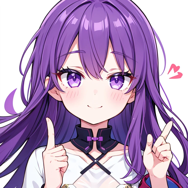 character icon,For icons,One girl, Face close-up,Face only,Wink,smile, Close your right eye,Purple eyes, Purple Hair, Put your index finger over your mouth,