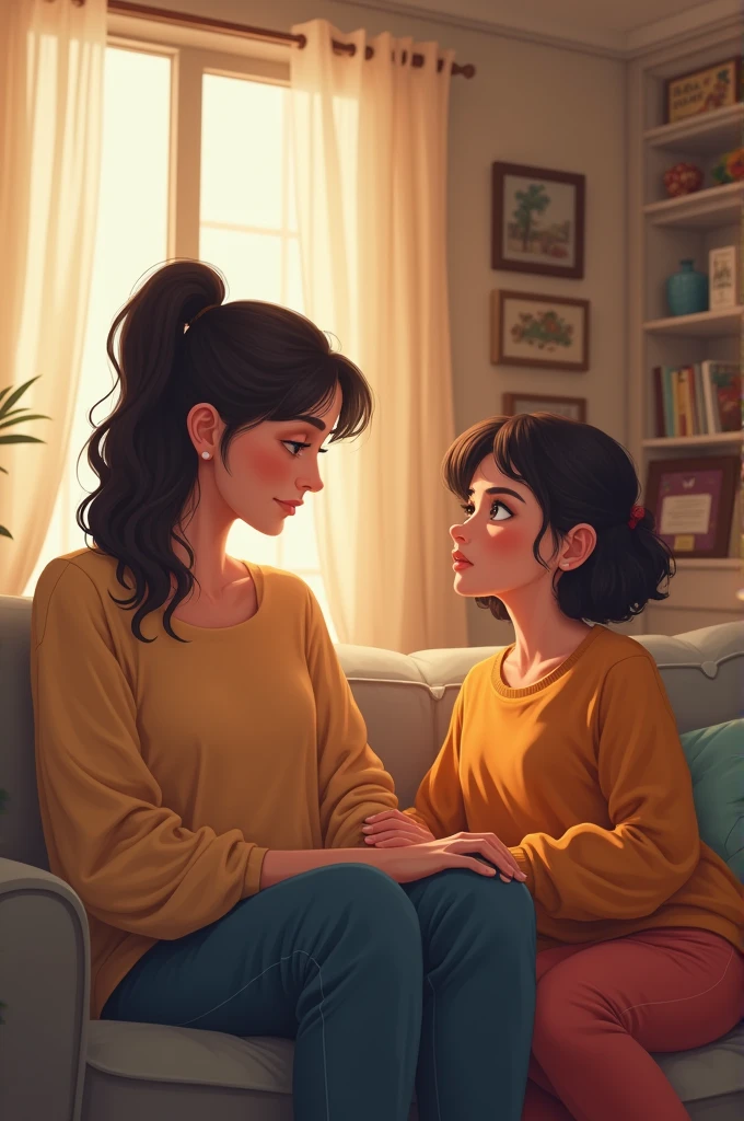 in room with her mother