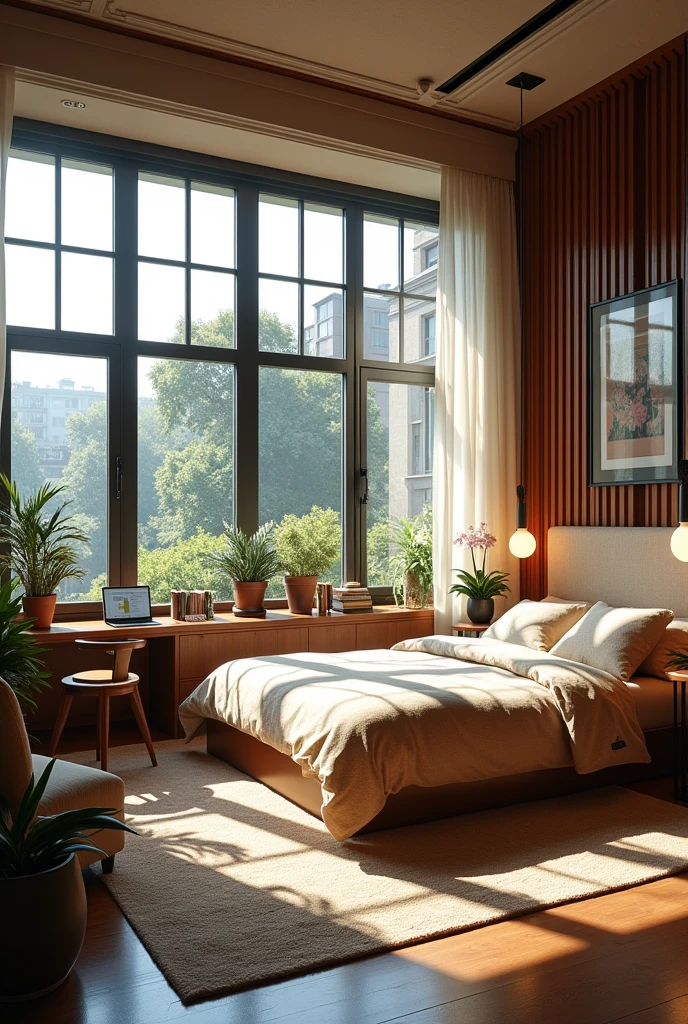 My study and bedroom,Large Room,Large Windows