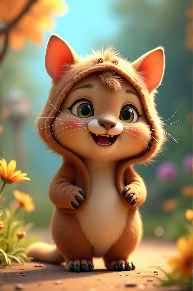 Animated cat in capybara costume