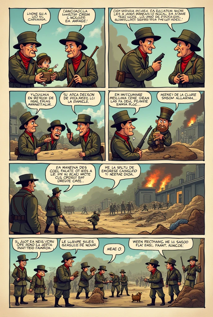 A funny comic strip about World War I in Spanish 