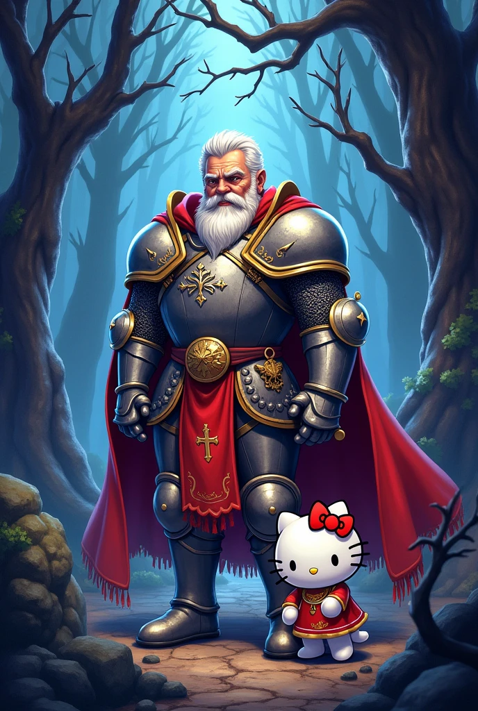 Sir Arthur de Ghost N Goblins con Kuromi de Hello Kitty a su lado en caricatura